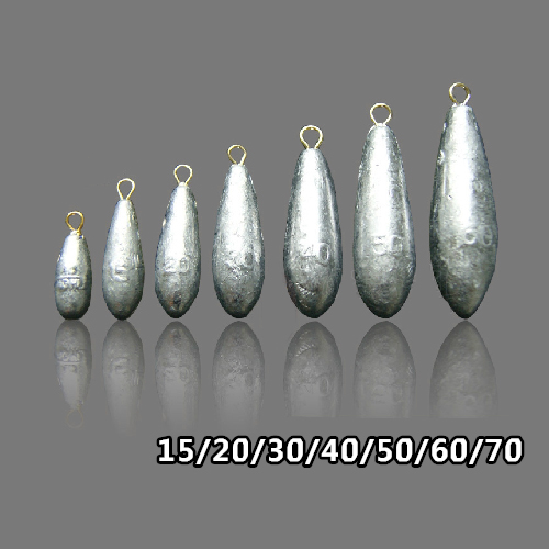 Water drop type swivel ring lead pendant Copper ring string hook lead pendant Lead lump willow leaf pendant Fishing accessories Fishing supplies