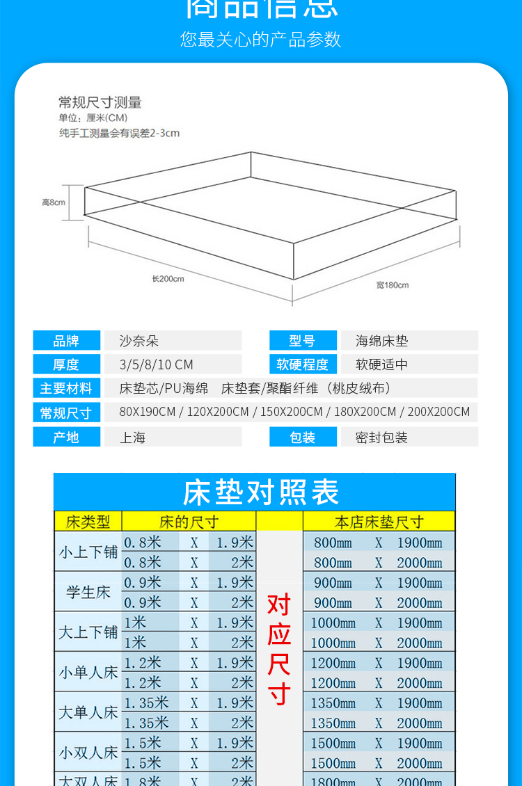 Nệm xốp mật độ cao dày 1,5m ký túc xá sinh viên 0,9m1,2 m đơn gấp đôi nệm tùy chỉnh nệm cao su tổng hợp