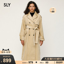 SLY new solid color vintage lace-up waist casual windbreaker jacket female 030DAY30-0950