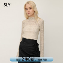 SLY2021 winter New elegant small high collar interior slim cut hollow lace shirt women 030EAP80-5760