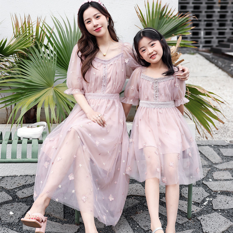 Fried street parent-child dress gauze skirt Western style summer dress 2022 girls dance skirt fashion mother and daughter dress Korean version