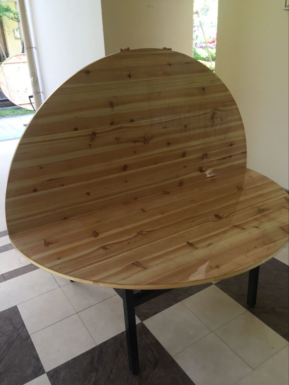 Solid wood 1 6 m 1 8 m 2 2 m 2 4 m Round table Folded Cedar Wood Tabletop Hotel Hotel Passfold Big Round Table