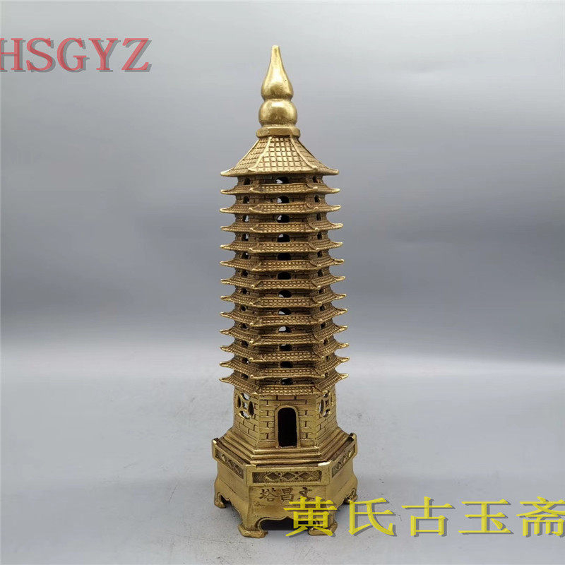 Ming Qing Old Copper Wenchang Tower Old object 12 layer of Gong Pao antique antique casting plays