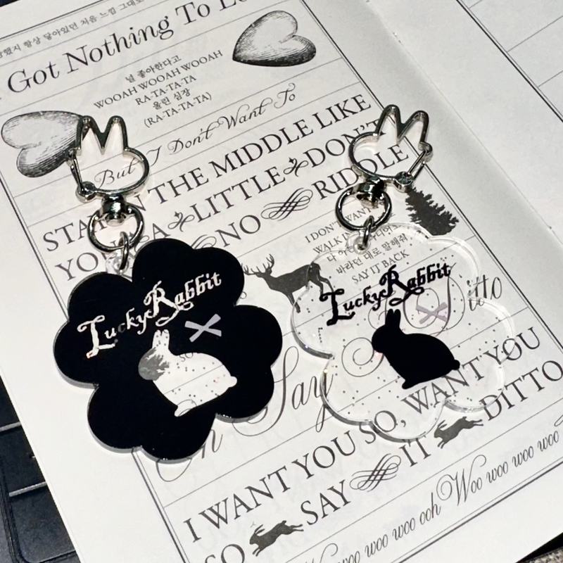 [in Stock, Ships Within a Week] Re-Release of Original Design Lucky Rabbit and Four-Leaf Clover Fully Cut Glitter Acrylic Pendant