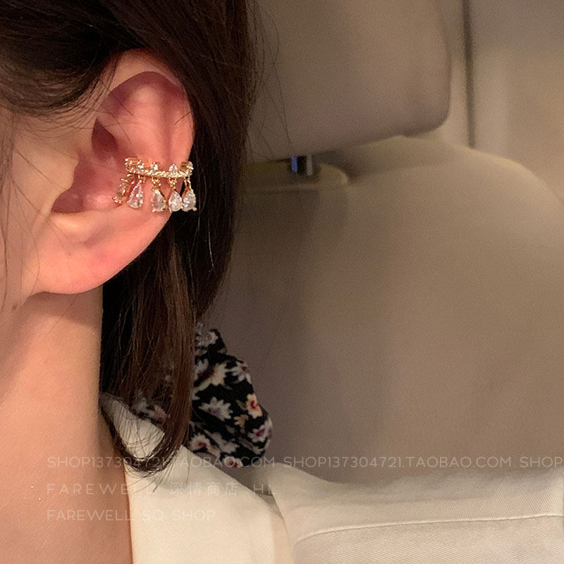 Super beauty in exquisite zircon flow Super Fairy Head Without Head Accessory Clamp Ear ring