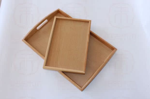 Hàn Quốc đôi tai khay gỗ rắn hình chữ nhật với tay cầm khay trà bạch đàn khay khay vuông tấm gỗ tấm có thể là logo đũa gỗ cẩm lai