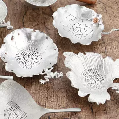 Pure tin tea leak filter Tea filter Tea filter Kung Fu handmade tea filter Tea stove High-grade tea set tea accessories