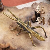 New collection jewelry retro antique bronze tea pet ornament brass desk flying yellow Tengda locust ornament pure copper