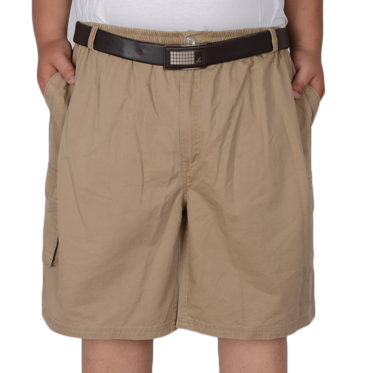 Mùa hè nam chất béo cỡ lớn đai cotton 5 điểm quần short Bố cộng phân bón tăng eo cao quần short thô nam