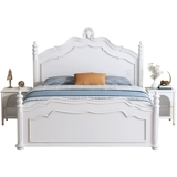 Американская ретро сплошная деревянная кровать современная минималистская главная спальня белая французская легкая роскошная корейская двойная принцесса кровать 2022 Новая