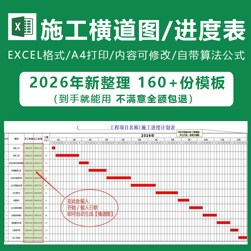 Gantt Chart Excel Automatically Generates Templates for Progress Schedules, Construction Project Data Management, and Construction 2026 Gantt Chart Excel Automatically Generates Templates for Progress Schedules, Construction Project Data Management, and Construction 2026