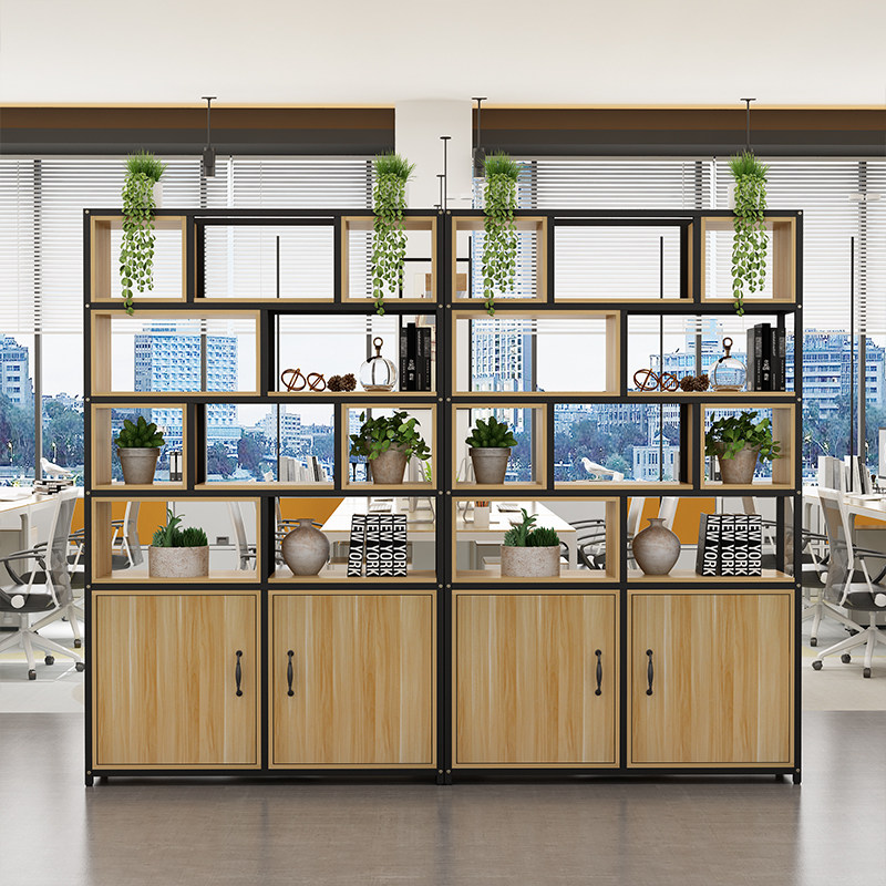 Chengdu wrought iron partition rack simple office screen display cabinet industrial style living room display rack storage cabinet