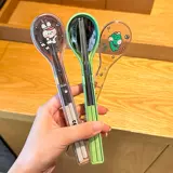 Палочки для еды из нержавеющей стали, ложка, комплект для школьников, портативная коробка для хранения, нержавеющая сталь AISI 304