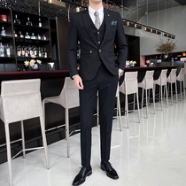 Light mature wind Ruffian handsome net red two-button suit mob set of self-cultivation Korean version of British casual suit business formal men