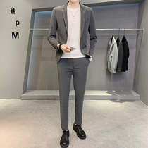 Light mature wind leisure street small suit autumn youth handsome suit Tide brand temperament design sense niche suit man