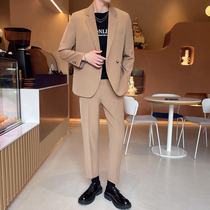 Light mature wind 2021 autumn mens suit suit loose casual draping suit Tide brand senior sense Joker coat