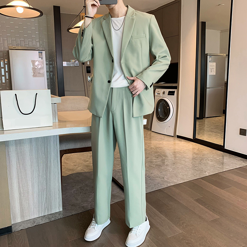 Lightly Mature Style Casual Suit for Men, Cool and Trendy Loose-Fitting Blazer, Stylish and Handsome Wedding Groomsmen Outfit Set