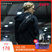 COMBACK Korean mens leather shoulder bag Street trend student backpack storage nylon shoulder bag type lattice running bag