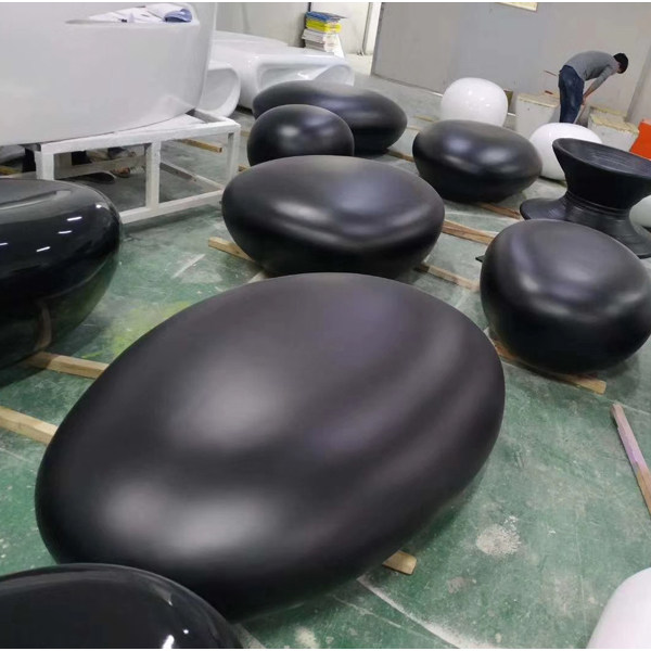 2020 New Japanese cobble shaped shaped stone chair modern glass steel casual chair template room chair