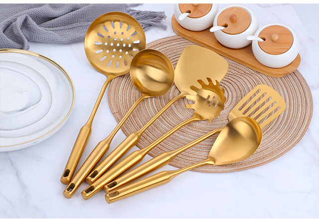 Đức 304 dụng cụ nhà bếp bằng thép không gỉ Bộ đồ bảy mảnh Spatula colander xẻng thìa thìa cơm muỗng bếp nấu ăn 7 chao chong dinh