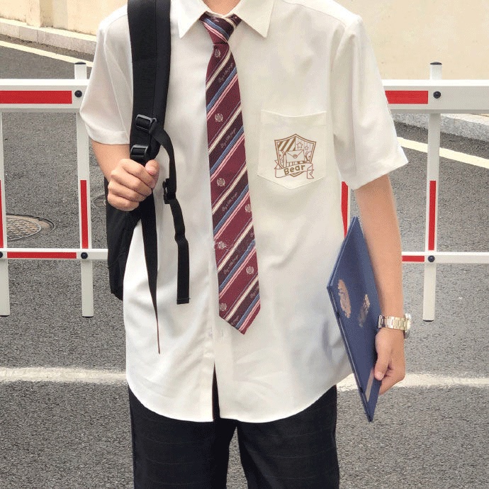 Miao's Original Jk Uniform Dk Short-Sleeve Bear Letter Shirt Long-Sleeve Shirt Niche Embroidery Unisex Shirt Class Uniform