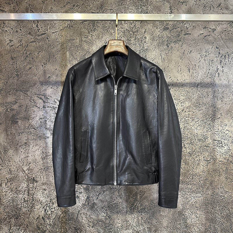 Cxxvi Imported Vegetable-Tanned Goat Leather Loose Genuine Leather Jacket Men's Turn-Down Collar Leather Jacket Fashionable Top Cxxvi Imported Vegetable-Tanned Goat Leather Loose Genuine Leather Jacket Men's Turn-Down Collar Leather Jacket Fashionable Top