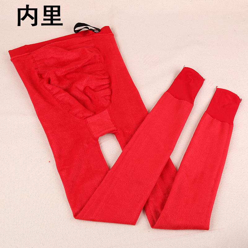 Autumn and winter plus thick suede pregnant woman with underpants socks red wedding bride Toabdominal foot silk socks with thick pantyhose-Taobao