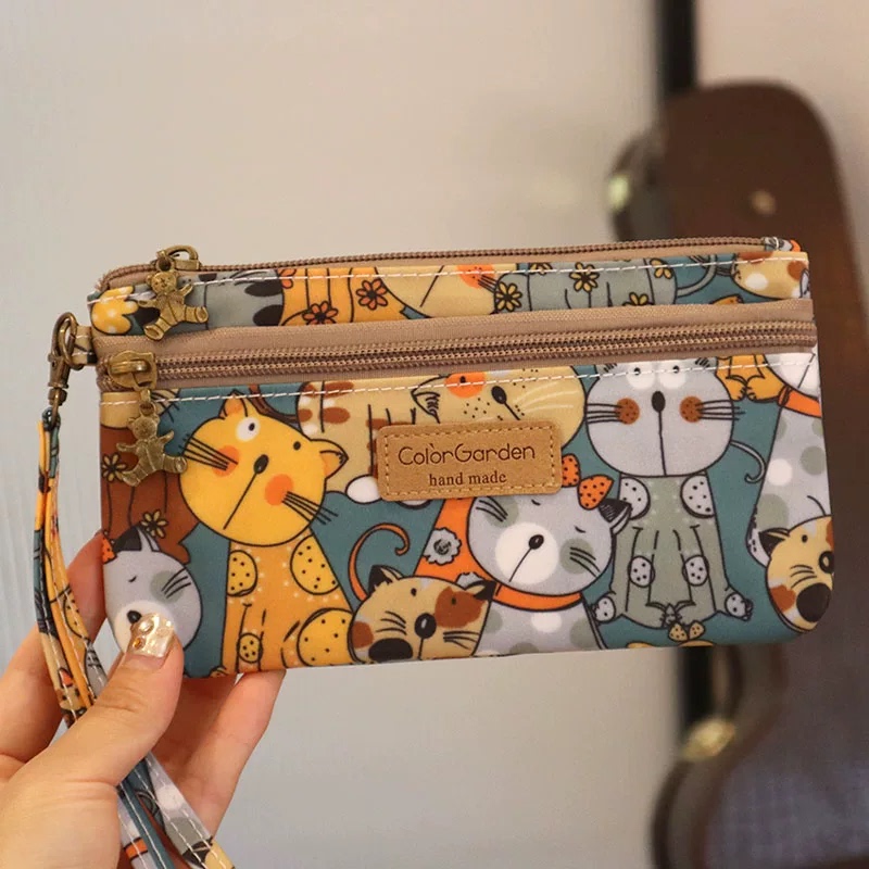 Large Screen Phone Bag for Women, Horizontal Style, Double Zipper, Fresh Style, Long Wallet, Water-Resistant Coin Purse, Phone Pouch