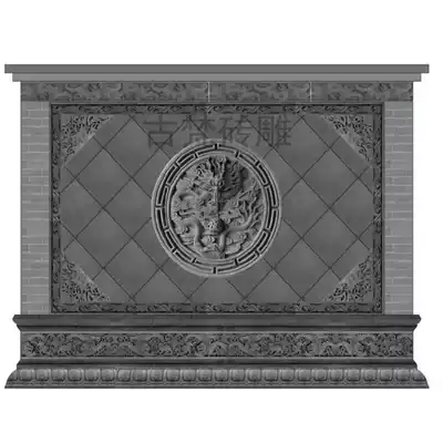 Ancient Fan ancient brick carving dragon and phoenix Chengxiang 1 2cm Chinese relief shadow wall courtyard dragon spit beads brick carving antique