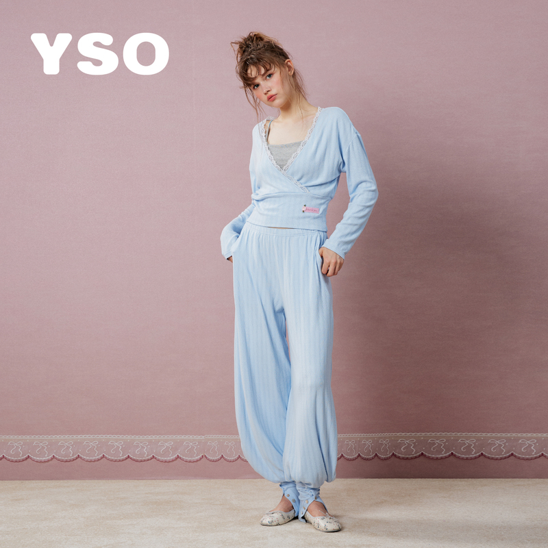 Yso【Gift Series】Women's Pajamas 26 Autumn Yoga Style Sweet Style Soft Home Wear Set with Chest Pads C