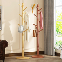 Solid wood floor clothes hat rack Home bedroom Nordic solid wood hanging clothes hanger Easy creative small hanging bag clothes rack