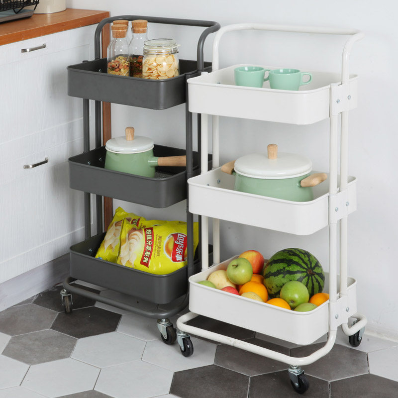 Small trolley rack movable floor multi-layer rack beauty living room bookshelf kitchen vegetable storage rack