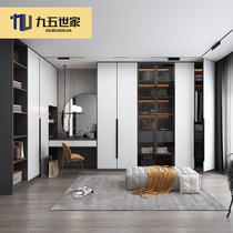 Bunny whole house custom wardrobe whole cloakroom simple light luxury bedroom love grid flat door wardrobe furniture