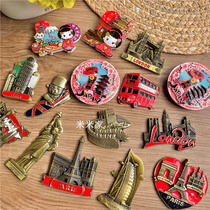 Creative landmarks three-dimensional metal Japanese and wind British style kitchen magnet stickers home decoration magnetic refrigerator stickers
