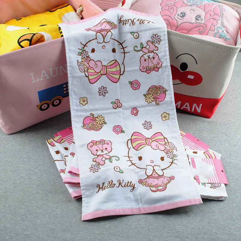 39KTHello baby cotton gauze towel face towel absorbent soft household cartoon towel