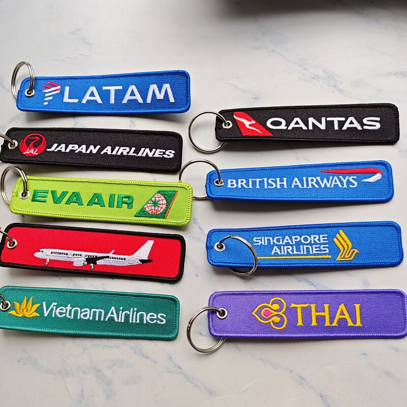 Export Export New Product High-Quality Singapore Airlines Embroidered Keychain Hong Kong Cathay Pacific Pendant Aviation Keychain