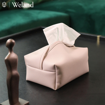 weland Morandi leather tissue box living room toilet household drawing paper light luxury soft leather storage box