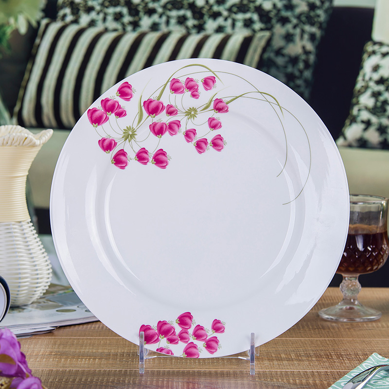 Jingdezhen Chinese dishes suit ceramic bowl chopsticks home ipads porcelain microwave oven plate to use the add red sweet