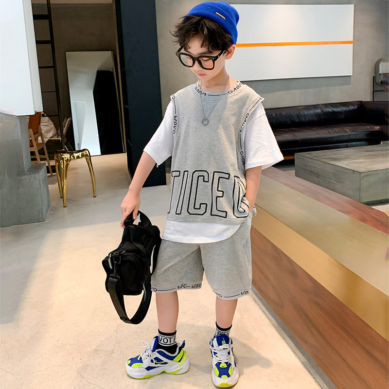 next like boys summer suit 2022 new western style fashionable children's casual Korean short-sleeved two-piece suit