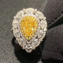 Yellow diamond ring pendant dual use 1 01ct pear shaped yellow diamond diamond ring 18K inlaid 1 49ct diamond necklace