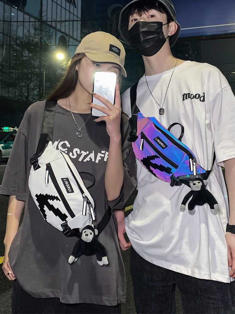 Tide brand ins trendy bag Messenger bag male personality trend single shoulder small backpack casual Japanese chest bag light waist bag female