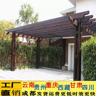 Outdoor courtyard climbing frame anticorrosive wood grape rack solid wood board carbonized wood balcony flower stand wooden fence wooden fence
