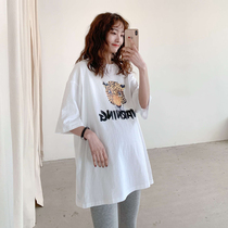 Tiger t ~ pregnant woman T-shirt summer clothing blouses Korean version fashion loose large code pure cotton casual medium long summer short sleeves