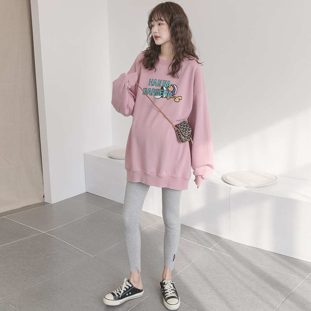 Pregnant woman T-shirt Spring loaded blouse with long version of pure cotton long sleeve Korean version casual inner lap fashion thick T-shirt boomer spring autumn
