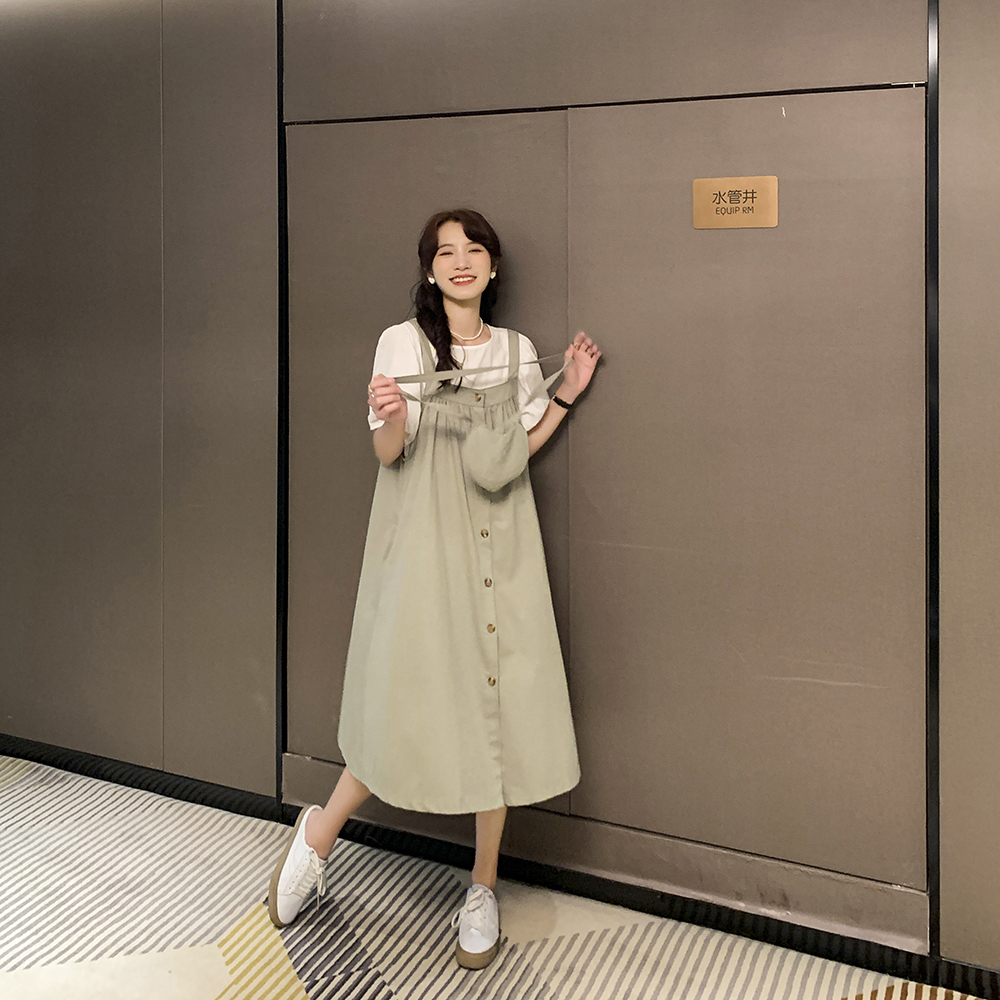 Summer inexplicacy A dress for a dress with a pregnant woman in summer French style hug bag Two sets of small Tidal Moms College Wind Long Skirt