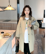 Maternity wear windbreaker jacket spring new mid-length hot mom spring and autumn Korean version loose casual workwear fashion coat