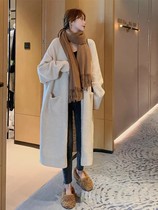 Maternity mid-length sweater coat autumn and winter 2024 new loose outer wear Korean style lazy style thickened knitted cardigan