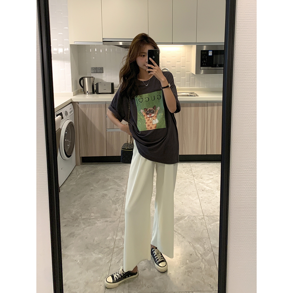 Pregnant Woman T-Shirt Summer New Tide Moms Cartoon Minus Age Cartoon Printed Short Sleeve Loose Port Taste Casual Undercoat