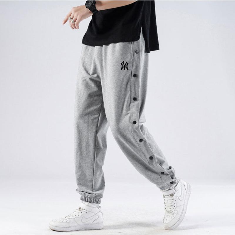 Ole Brand Button-Fly Pants for Men, Spring and Autumn Cotton Full-Open Quick-Release Basketball Training Pants, American Style Youth Casual Sports Pants