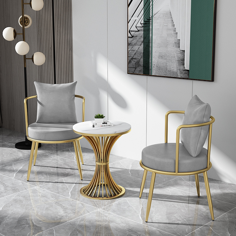 Nordic Leisure Living Room Leather Sofa Tea Mesh Red Bedroom Balcony Single Leisure Chair Iron Art Lazy Sofa Chair